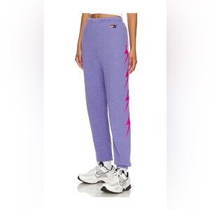 Aviator Nation Sweatpants Lilac Purple Lightning Stripes Jogger